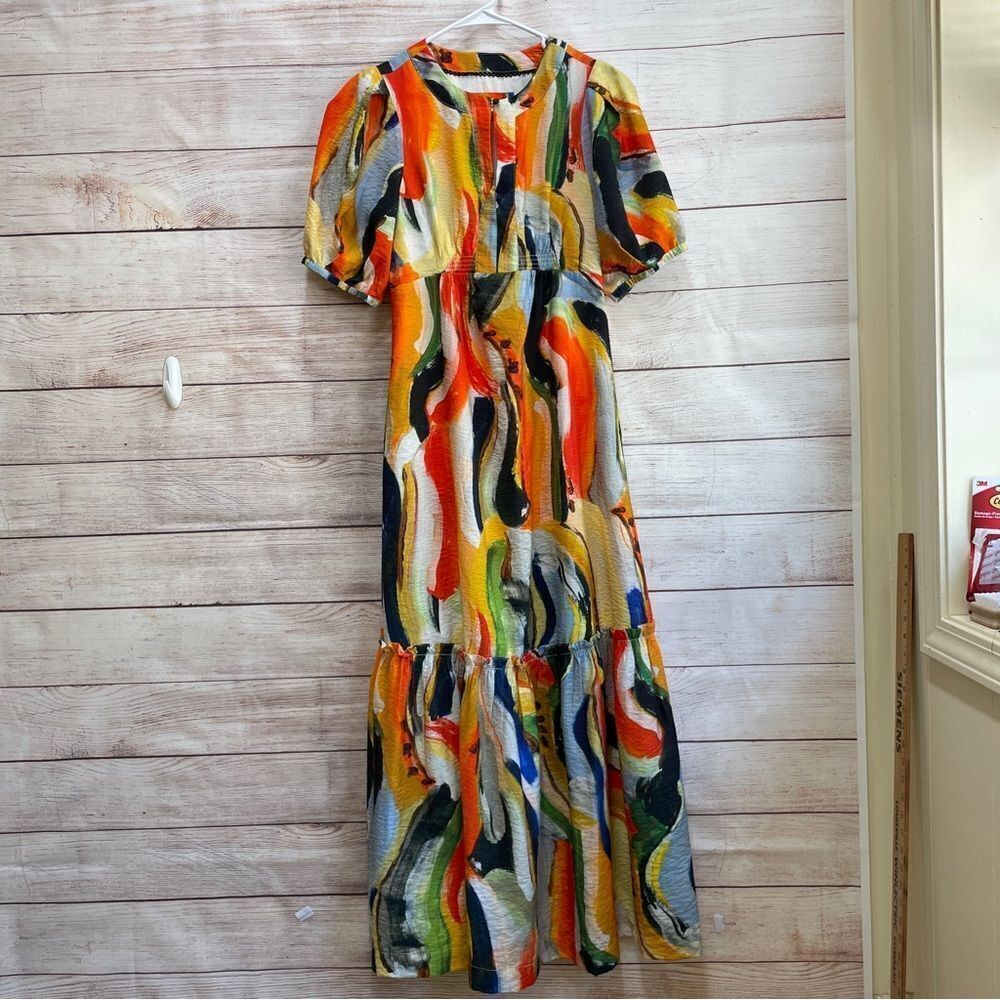 MAEVE ANTHROPOLOGIE SUSANNAH GRAPHIC ABSTRACT MAXI DRESS - Picture 2 of 12